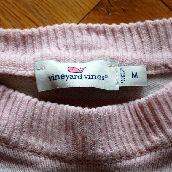 Vineyard Vines Palm Beach Pink White Striped Crewneck Sweater Sunshine - Picture 3 of 5